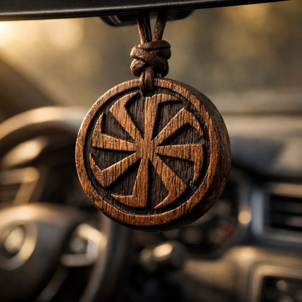 Коловрат деревянный авто-амулет Страж дороги — купить, оберег водителя, ручная работа СИЛА РОДА